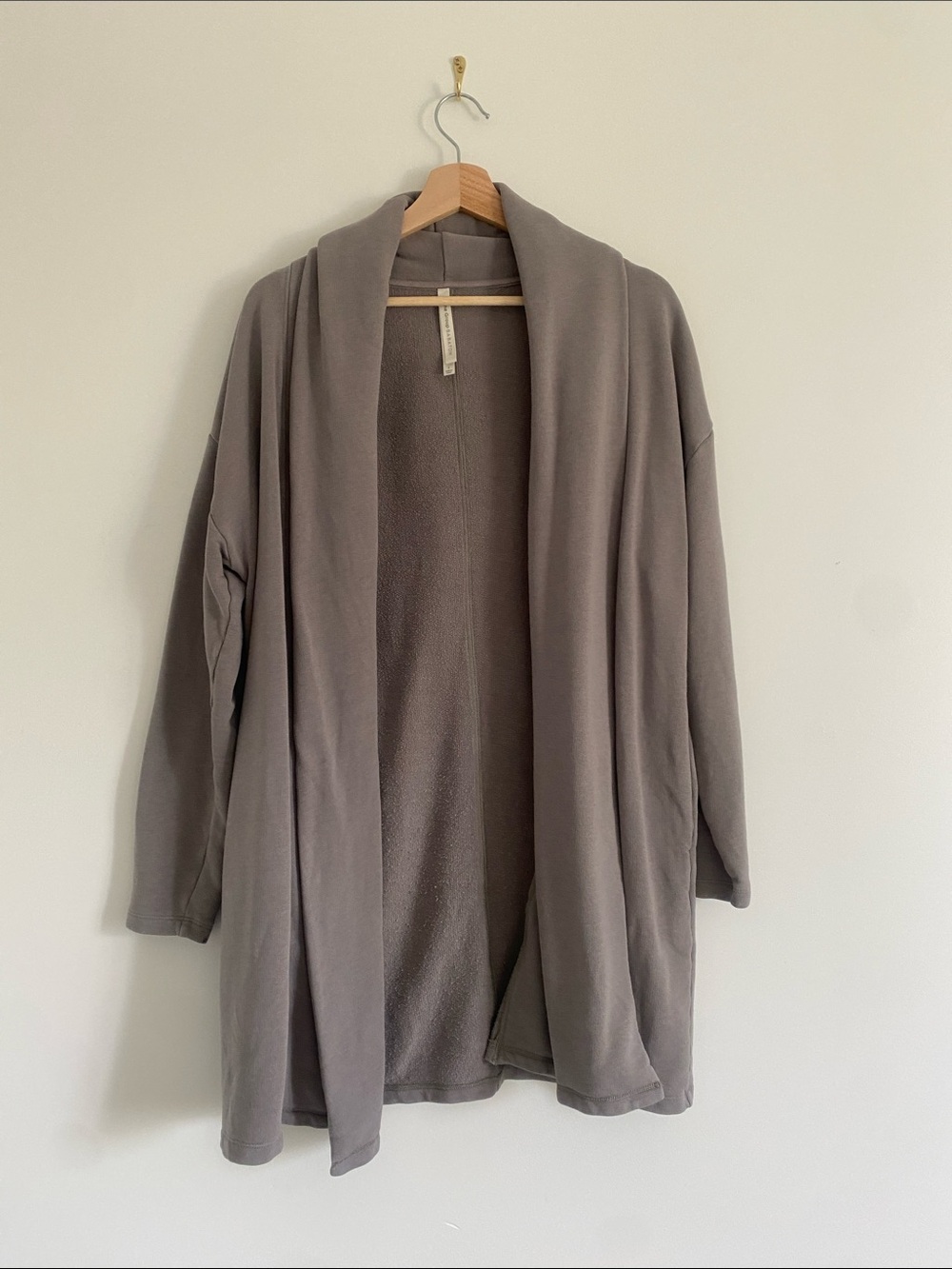 Babaton Organic Cotton Blend Drape Front Cardigan | Taupe Grey | S/M - Picture 2 of 6